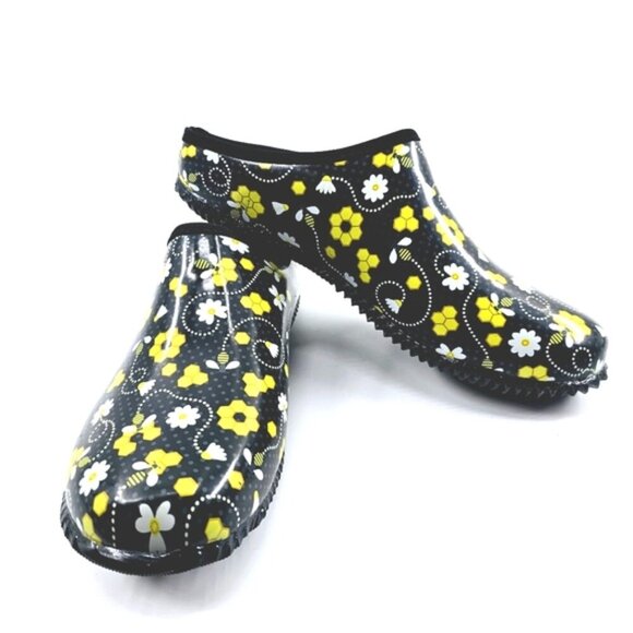 Western Chief Women's 9 Black Bees Casual Lightweight Slip on Garden Party Clogs - Picture 1 of 9